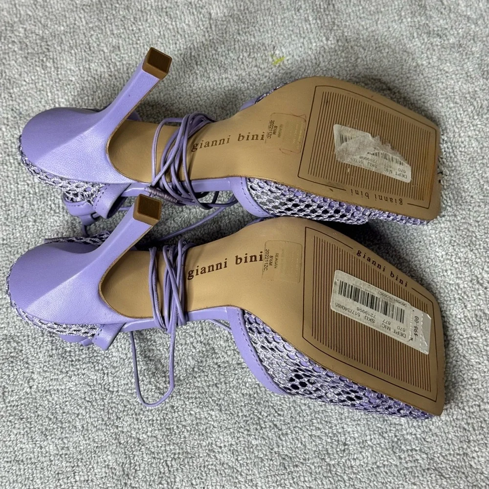 Gianni Bini Lavender Mesh Lace-Up Sandals - Picture 4 of 7